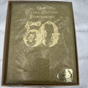 NOS VTG  Hallmark 50th Anniversary Photo Album Scrapbook Memory GuestBook In Box